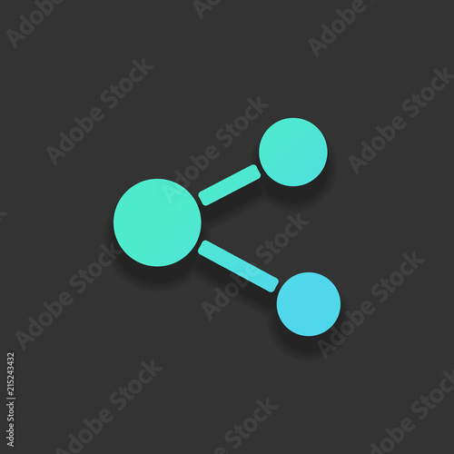 Simple share icon. Colorful logo concept with soft shadow on dar
