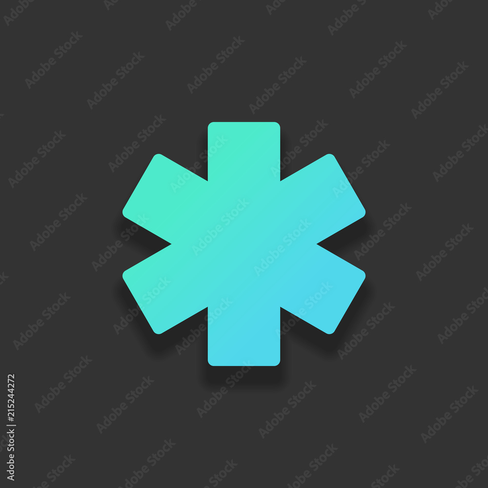 star of life. Colorful logo concept with soft shadow on dark bac star of life. Colorful logo concept with soft shadow on dark bac