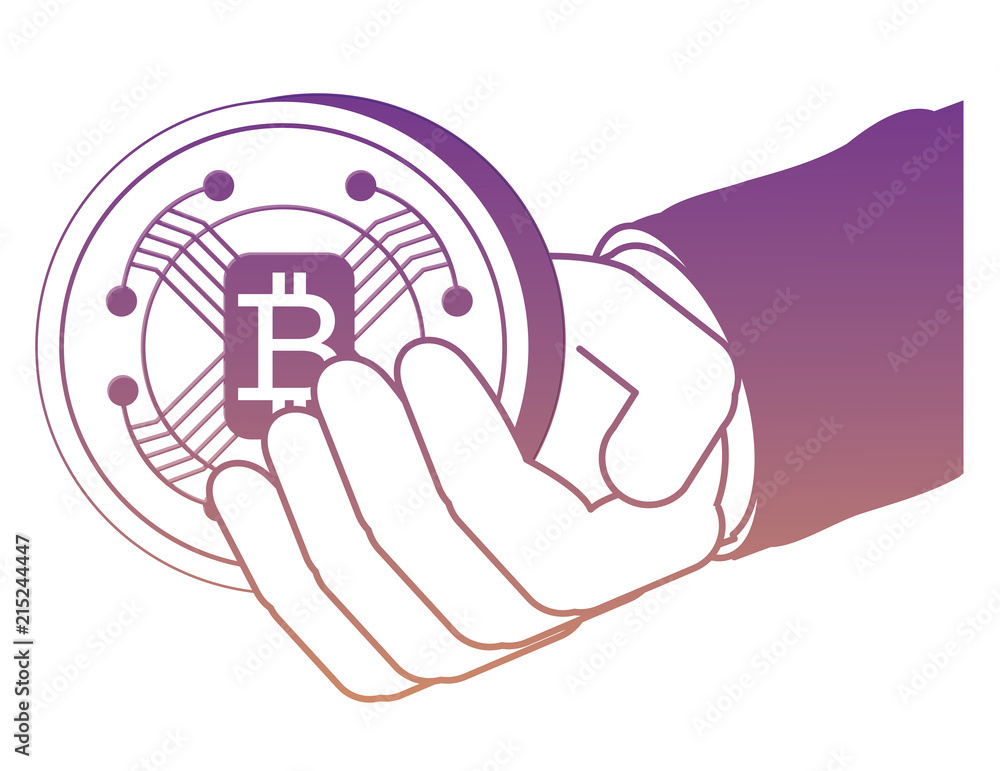 hand with bitcoin design hand with bitcoin design