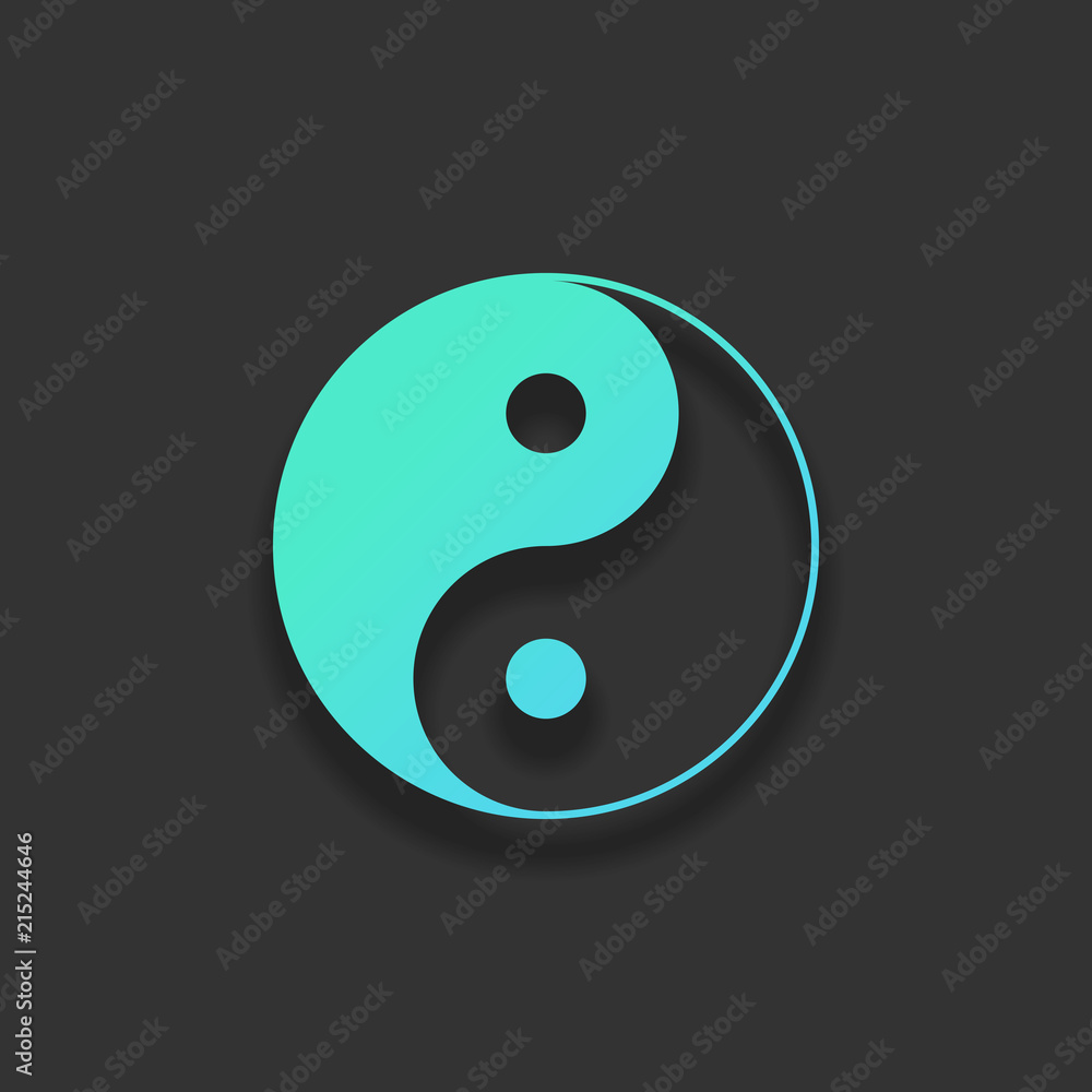yin yan symbol. Colorful logo concept with soft shadow on dark b yin yan symbol. Colorful logo concept with soft shadow on dark b