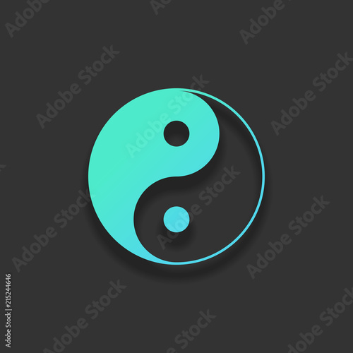 yin yan symbol. Colorful logo concept with soft shadow on dark b