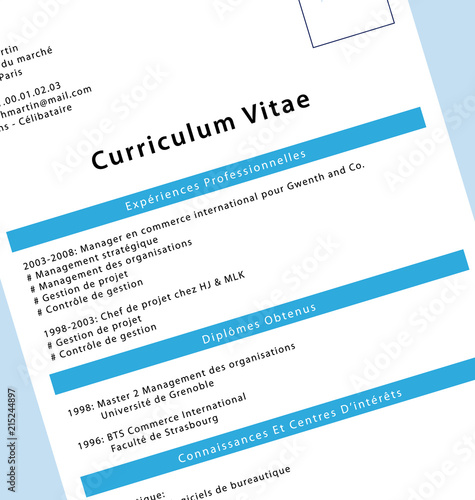Curriculum Vitae. Chômage emploi.