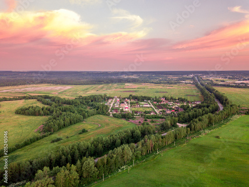 Aerial view of the field at morning