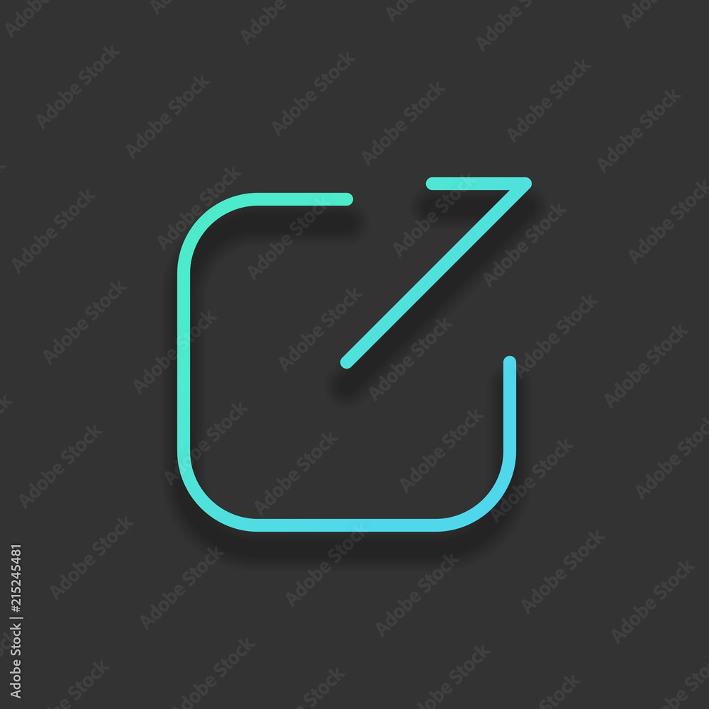 Share, logout or upload. Diagonal arrow out square. Colorful log Share, logout or upload. Diagonal arrow out square. Colorful log