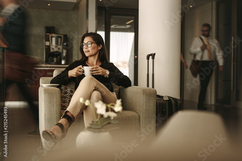 Businesswoman waiting at airport lounge