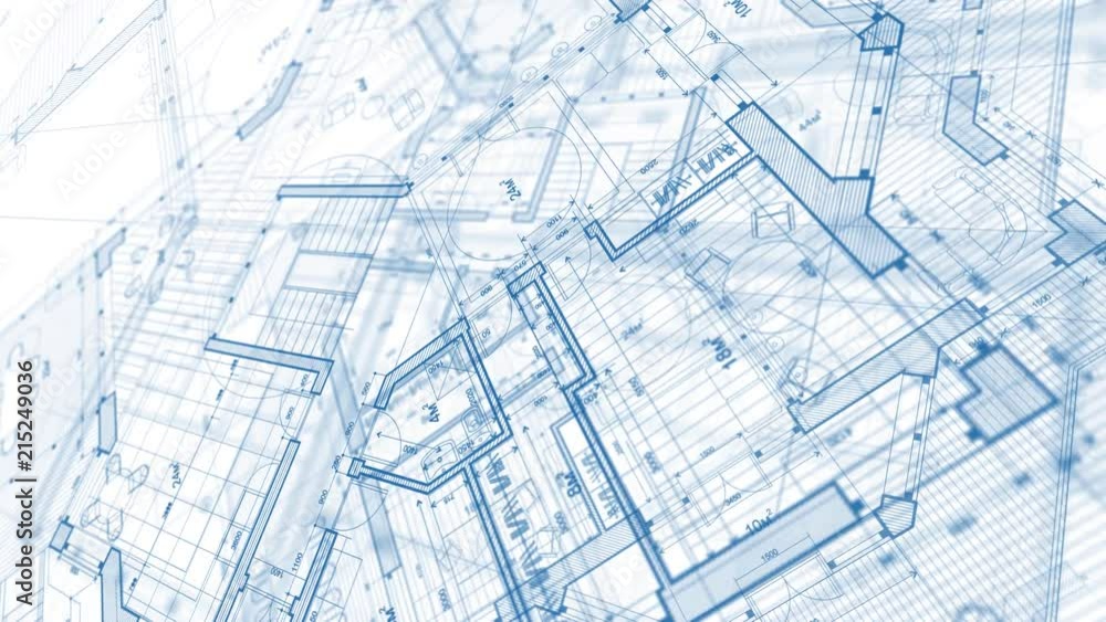 Architecture design: blueprint plan modern residential building / technology, industry, business concept illustration: real estate, building, construction, architecture