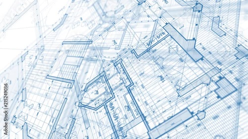 Architecture design: blueprint plan modern residential building / technology, industry, business concept illustration: real estate, building, construction, architecture
