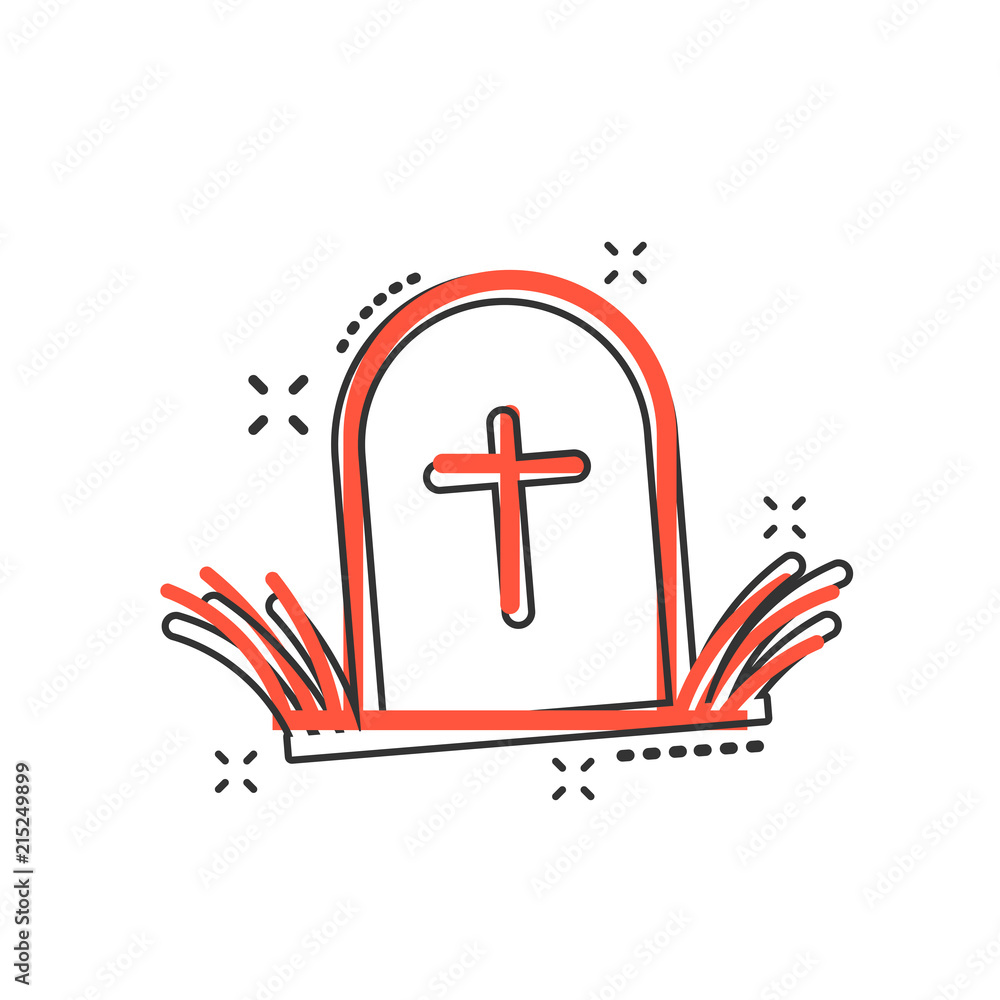 Vector cartoon halloween grave icon in comic style. Gravestone sign illustration pictogram. Rip business splash effect concept. Vector cartoon halloween grave icon in comic style. Gravestone sign illustration pictogram. Rip business splash effect concept.