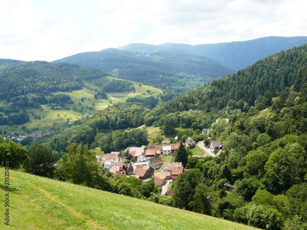Village vosgien niché dans la vallée. France