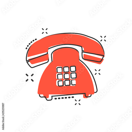 Vector cartoon phone icon in comic style. Telephone sign illustration pictogram. Phone business splash effect concept.