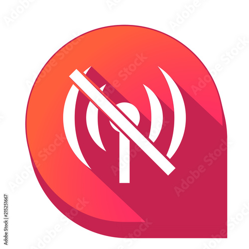 ikona z długim cieniem na tle strzałki pinezki