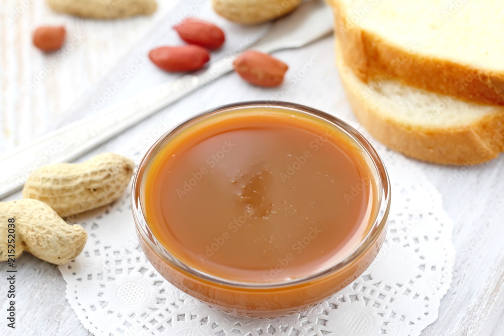 Peanut butter on a glass bowl
