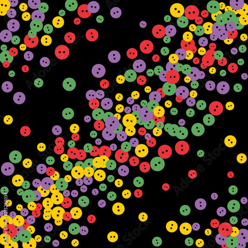 Festive Background with Colorful buttons. Trendy Pattern for Postcard, Print, Banner or Poster. Vector