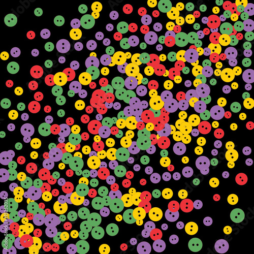 Festive Background with Colorful buttons. Trendy Pattern for Postcard, Print, Banner or Poster. Vector