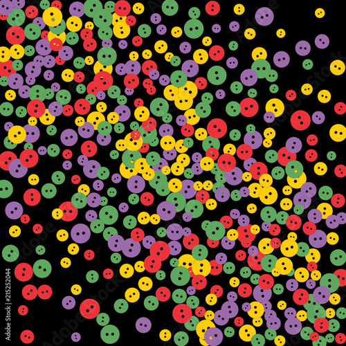 Festive Background with Colorful buttons. Trendy Pattern for Postcard, Print, Banner or Poster. Vector