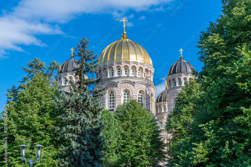 Riga Nativity of Christ Cathedral, Latvia was built in a Neo-Byzantine style between 1876 and 1883