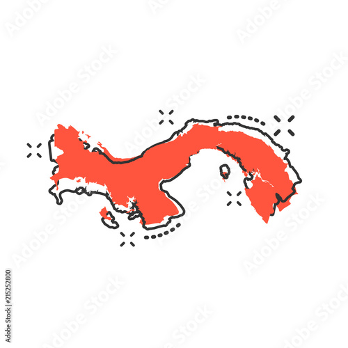 Vector cartoon Panama map icon in comic style. Panama sign illustration pictogram. Cartography map business splash effect concept.