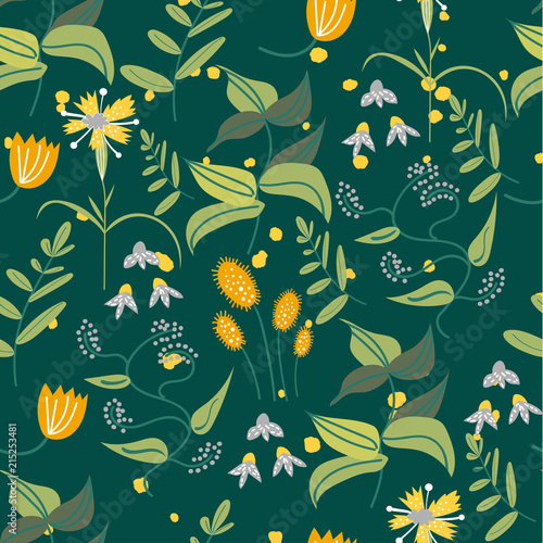 botanical floral seamless pattern. vector flower print. 