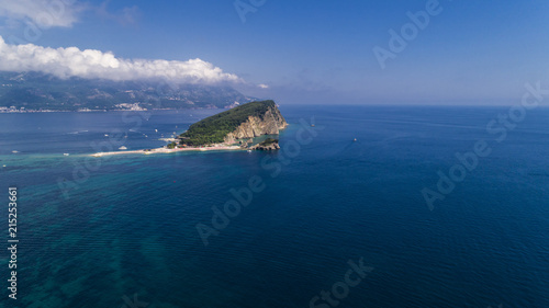 Aerial view of a beach island in the Adriatic Sea