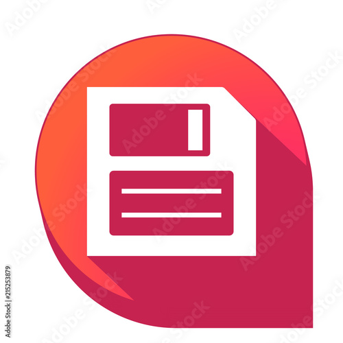 ikona z długim cieniem na tle strzałki pinezki