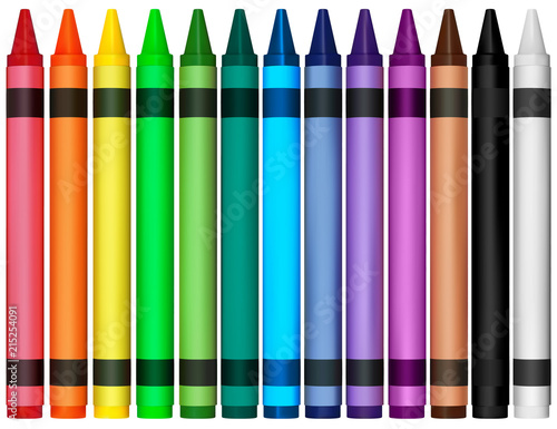 Canvas Print Colorful Wax Crayons - Colored Illustration for Your Graphic Design, Vector