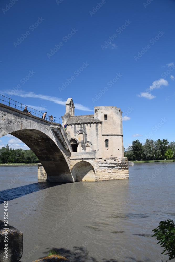 The famous St Benezet Bridge over the Rhone River in Avignon, Provence, France