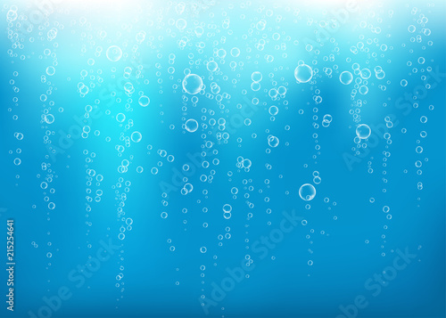 Undersea  blue  fizzing air, water or oxygen  bubbles vector texture.