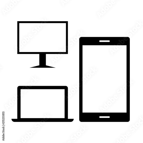 Black Devices Icons. Monitor, Laptop, Tablet. Vector Design Elements Set for You Design