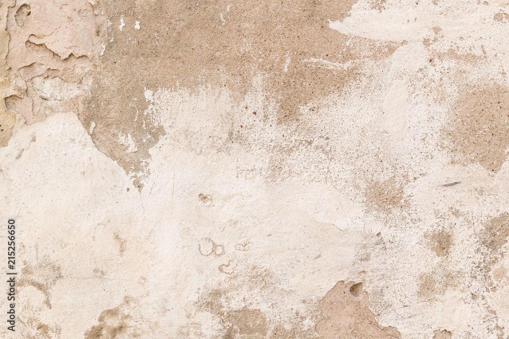 Fototapeta premium Old empty dirty plaster wall with cracked structure as background.