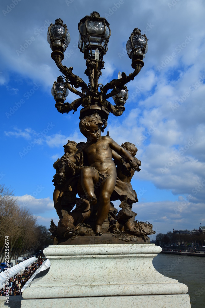 Details of the iconic Pont Alexandre III over the Seine in Paris Details of the iconic Pont Alexandre III over the Seine in Paris