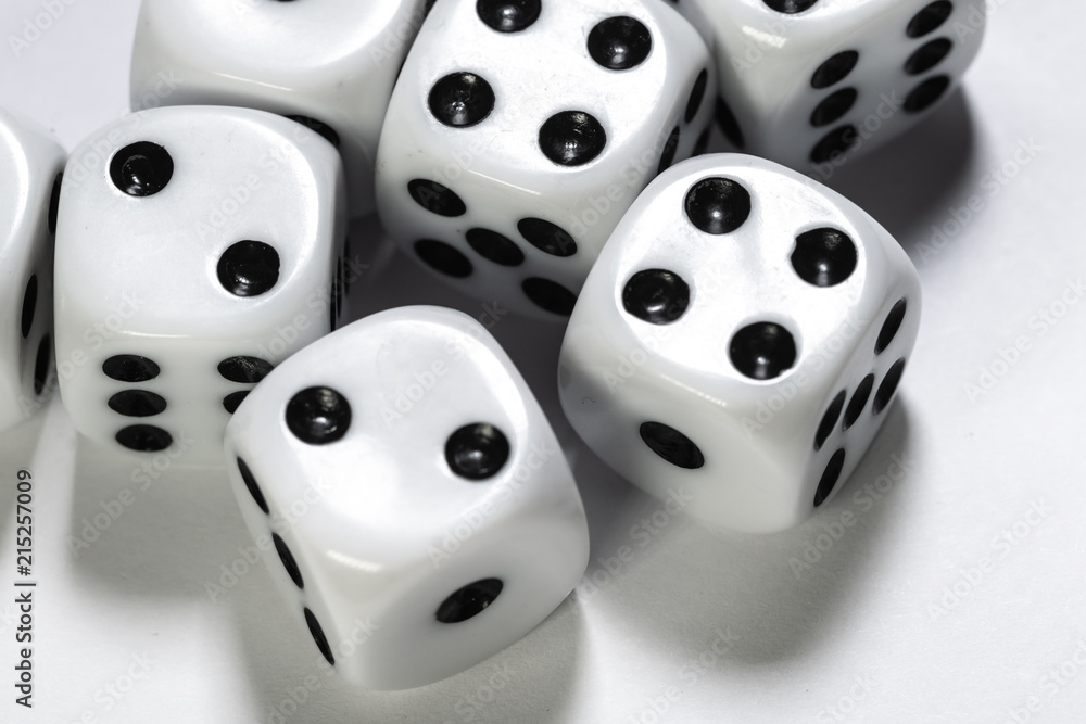 Macro shot of dice on white background Macro shot of dice on white background