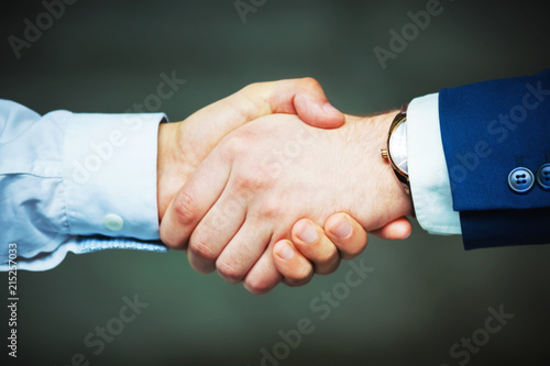 Close up of business people shaking hands.