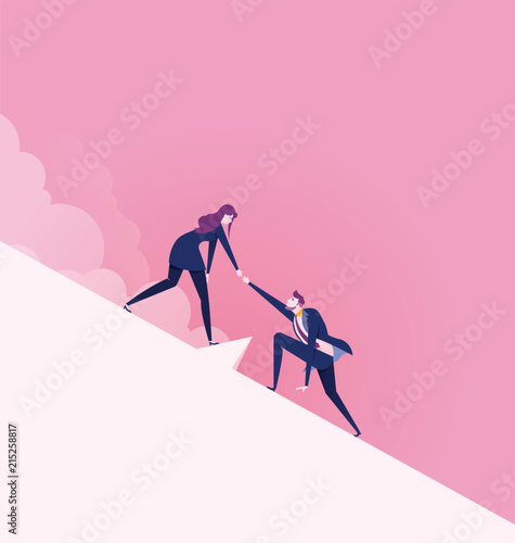 Teamwork success. Flat design business people concept.