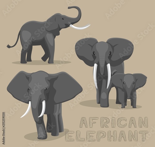 African Elephant Cartoon Vector Illustration