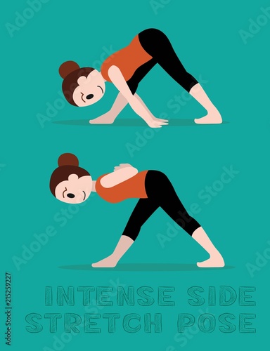 Yoga Intense Side Stretch Pose Cartoon Vector Illustration photo