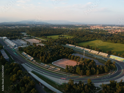 monza circuit aerial view shot from drone on sunset photo