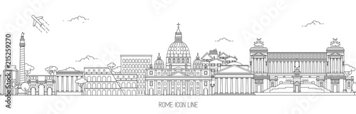 Rome Thin Line Skyline Vector Illustration