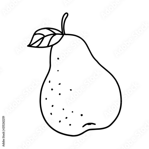 Cartoon pear isolated on the white background for children without color