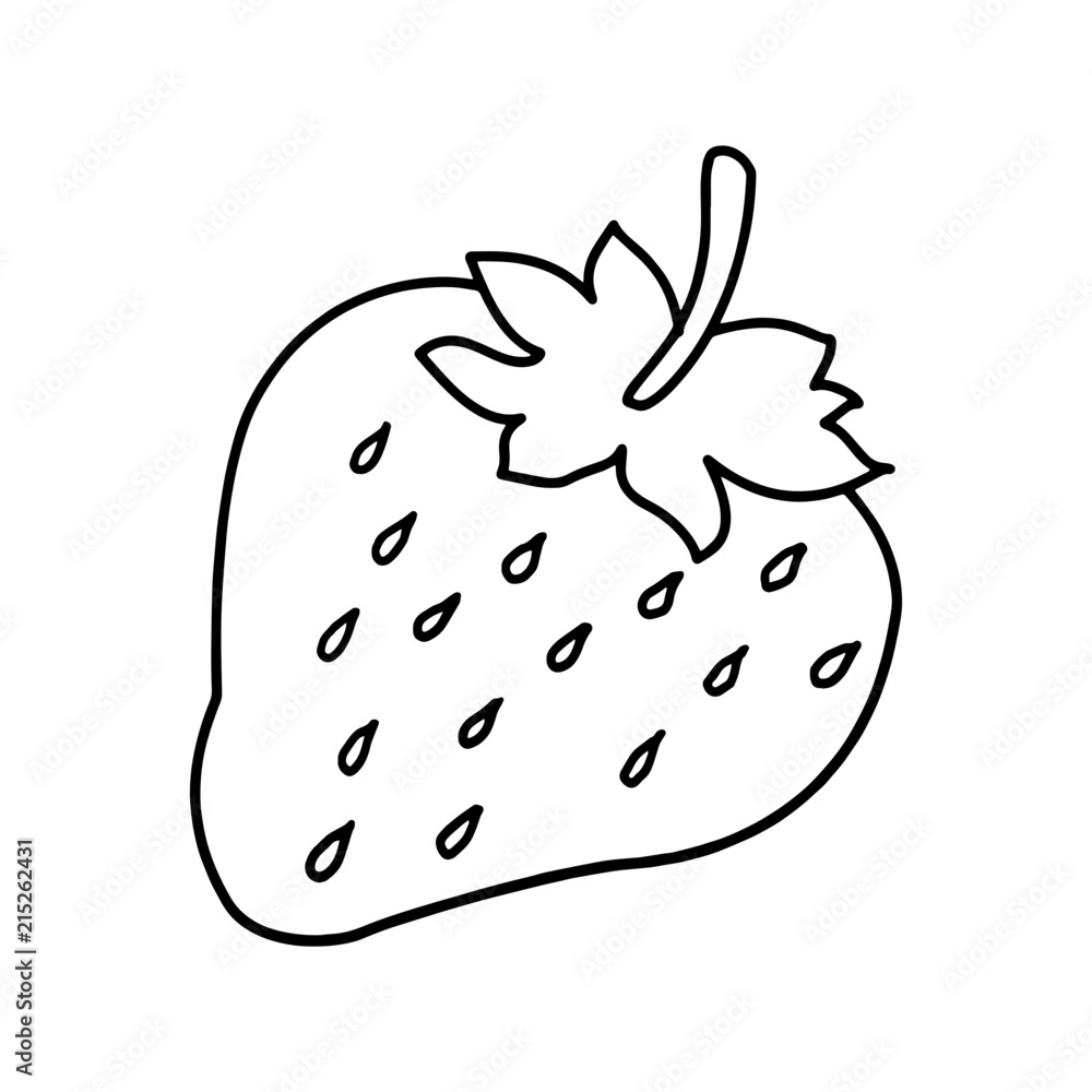 Cartoon strawberry isolated on the white background for children without  color Stock Vector | Adobe Stock