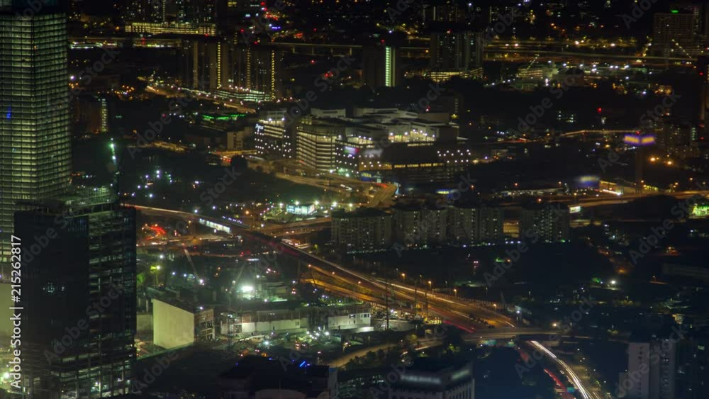 Time lapse video of Kuala Lumpur in Malaysia at night, aerial view Time lapse video of Kuala Lumpur in Malaysia at night, aerial view