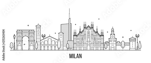 Fotografia Milan skyline Italy city buildings vector