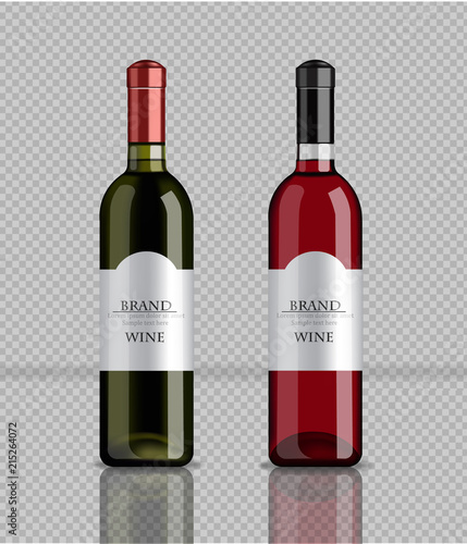 Wine bottles Vector realistic. Product packaging mock up. detailed label desi...