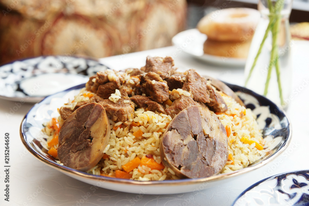 Traditional pilaf in plate Traditional pilaf in plate