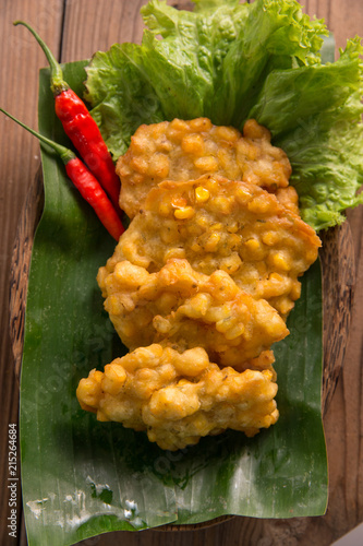 indonesian traditional bergedel or bakwan jagung photo