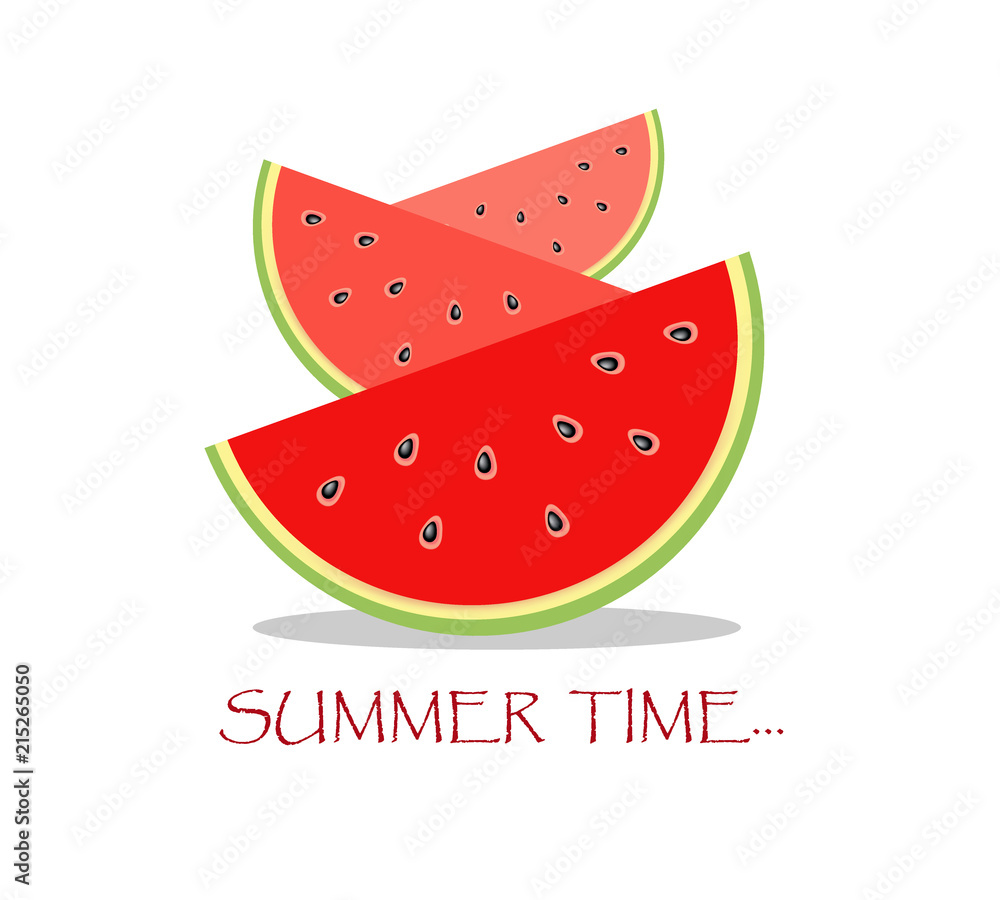 summer illustration with watermelon slices located cascade. Summer time summer illustration with watermelon slices located cascade. Summer time