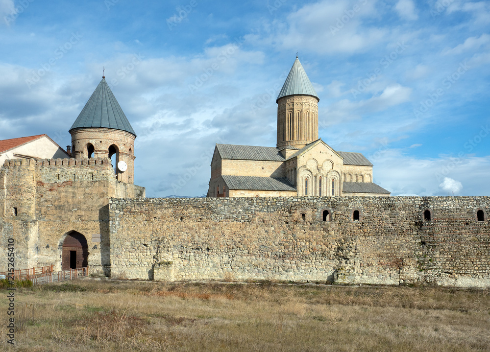 Alaverdi cathedral behind fortified walls, Kakheti region, Georgia