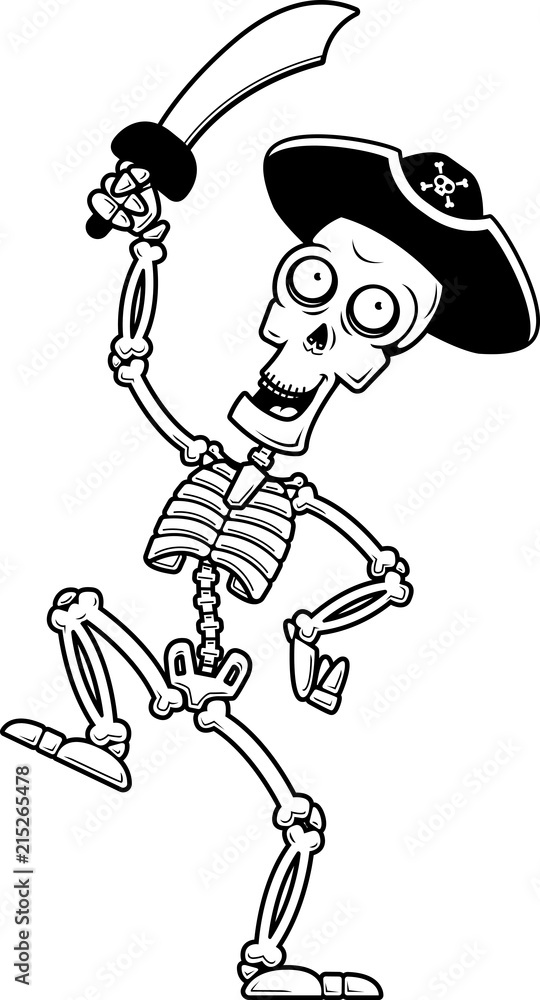 Cartoon Pirate Skeleton Dancing Stock Vector | Adobe Stock