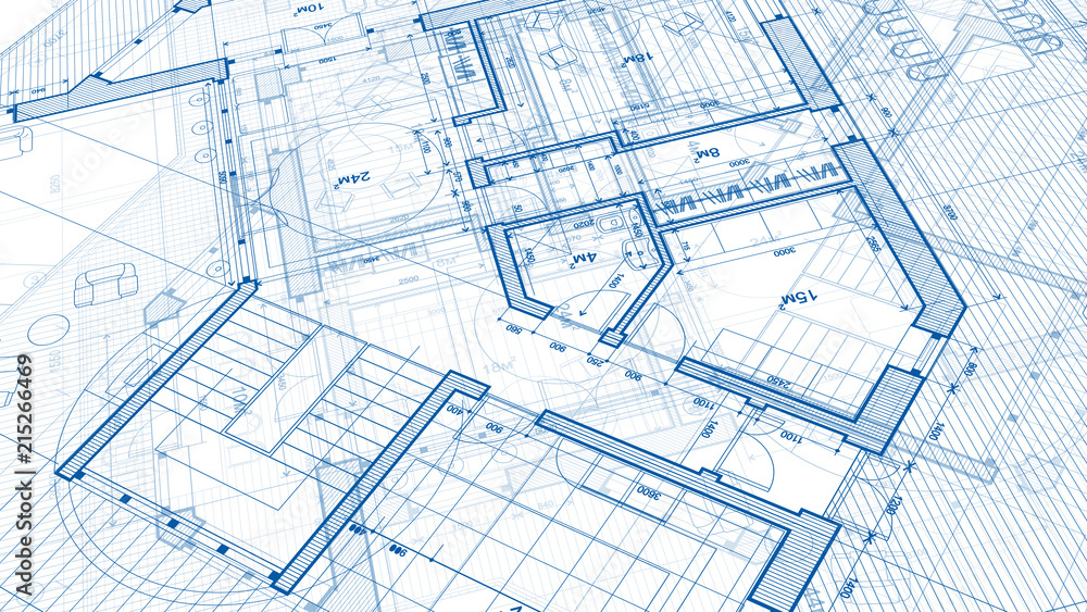 Architecture design: blueprint plan - illustration of a plan modern residential building / technology, industry, business concept illustration: real estate, building, construction, architecture Architecture design: blueprint plan - illustration of a plan modern residential building / technology, industry, business concept illustration: real estate, building, construction, architecture