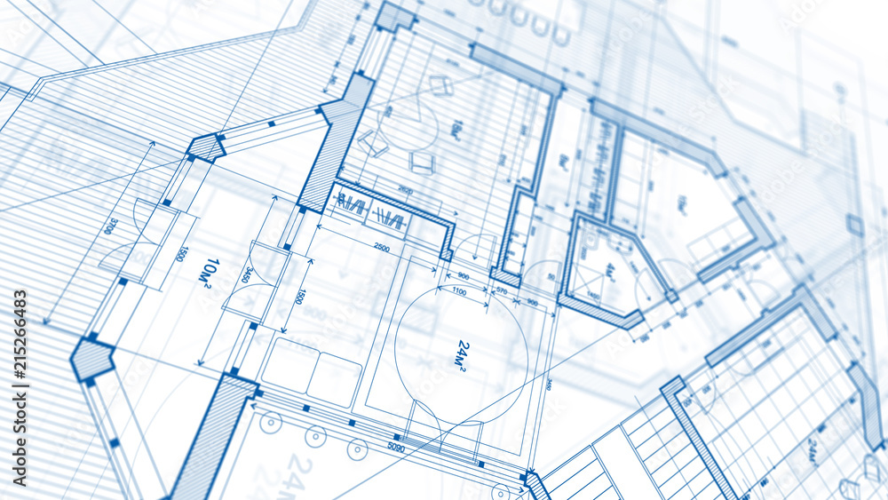 Architecture design: blueprint plan - illustration of a plan modern residential building / technology, industry, business concept illustration: real estate, building, construction, architecture Architecture design: blueprint plan - illustration of a plan modern residential building / technology, industry, business concept illustration: real estate, building, construction, architecture