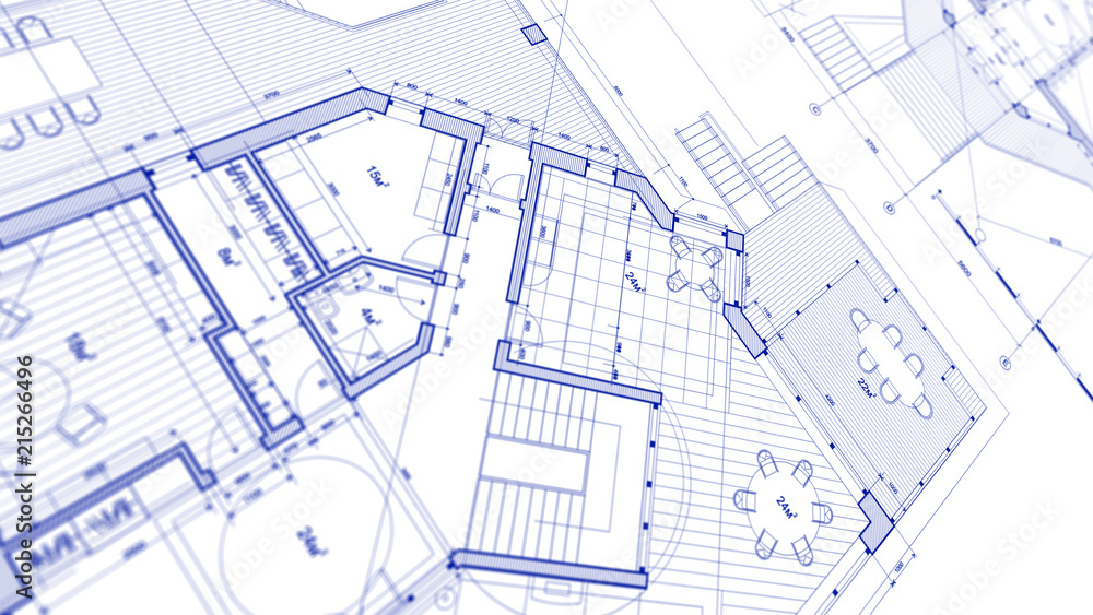 Architecture design: blueprint plan - illustration of a plan modern residential building / technology, industry, business concept illustration: real estate, building, construction, architecture Architecture design: blueprint plan - illustration of a plan modern residential building / technology, industry, business concept illustration: real estate, building, construction, architecture